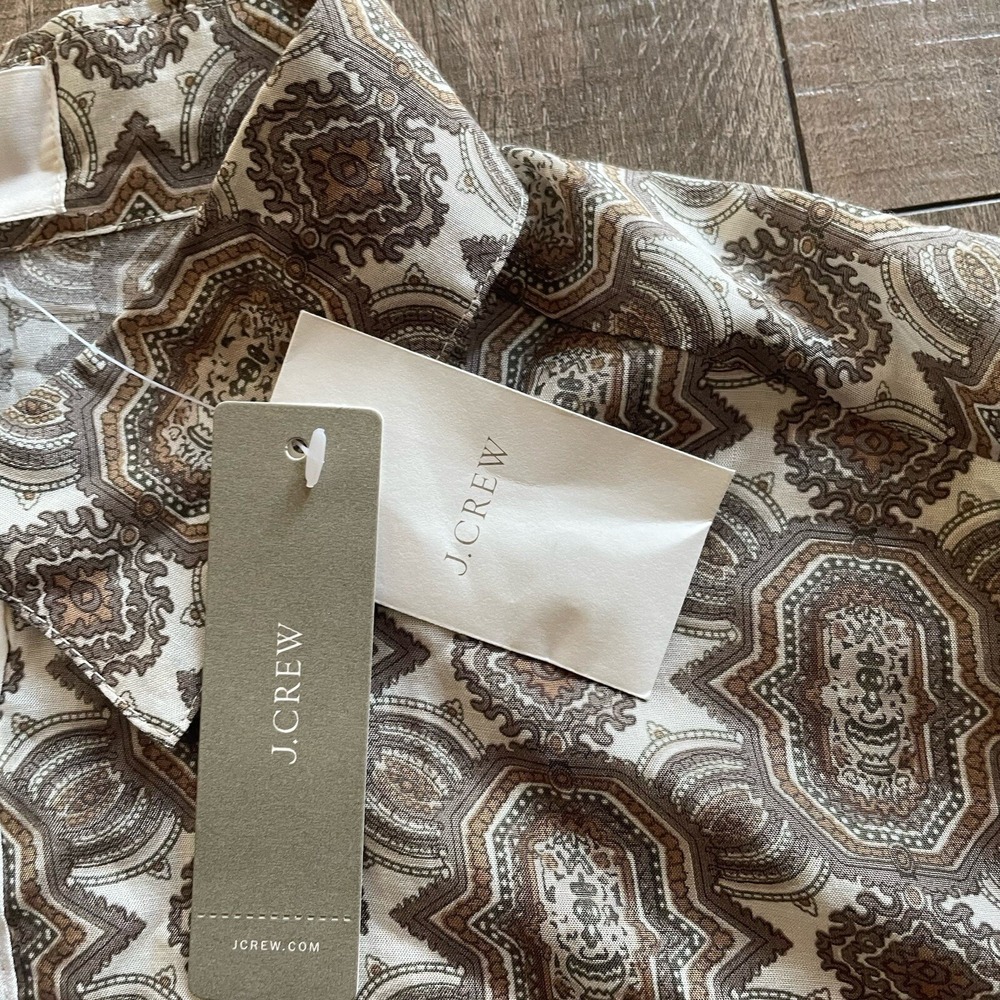NWT J.Crew Collection Blouse Womens 4 Pink Summer Silk Paisley Colorblock Luxe - Picture 9 of 14